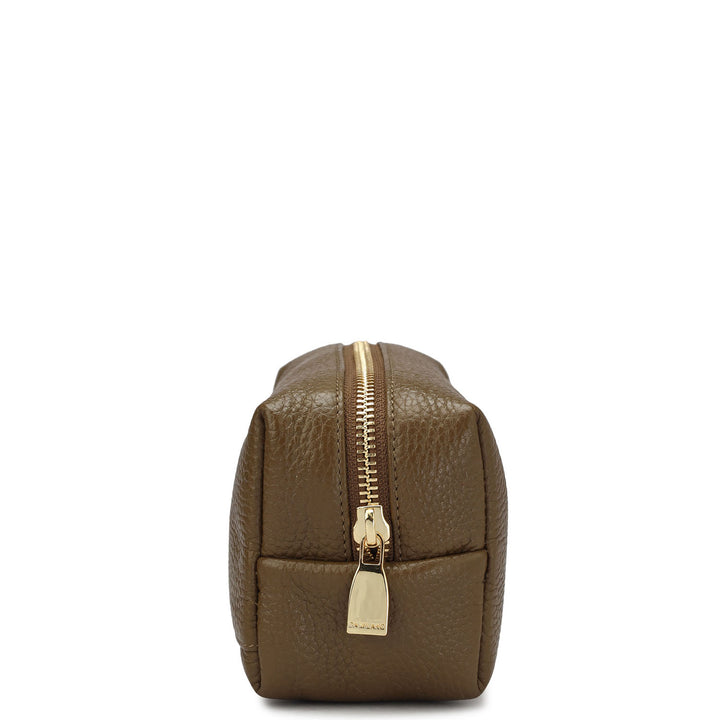 Wax Leather Vanity Pouch - Moss