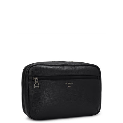 Wax Leather Vanity Pouch - Black