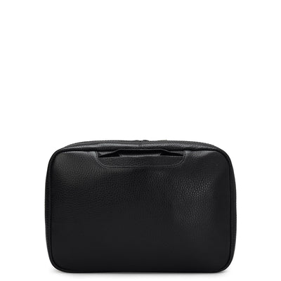 Wax Leather Vanity Pouch - Black