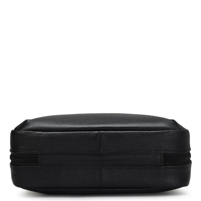 Wax Leather Vanity Pouch - Black