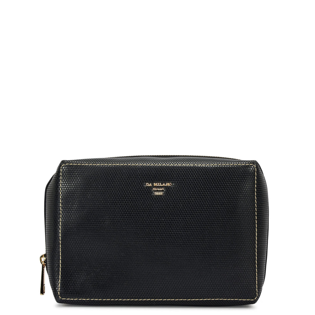 Fish Leather Vanity Pouch - Black