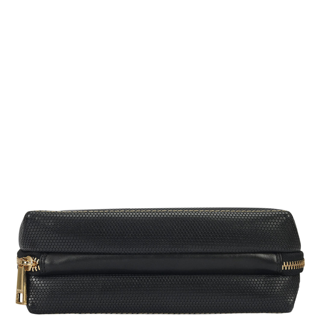 Fish Leather Vanity Pouch - Black