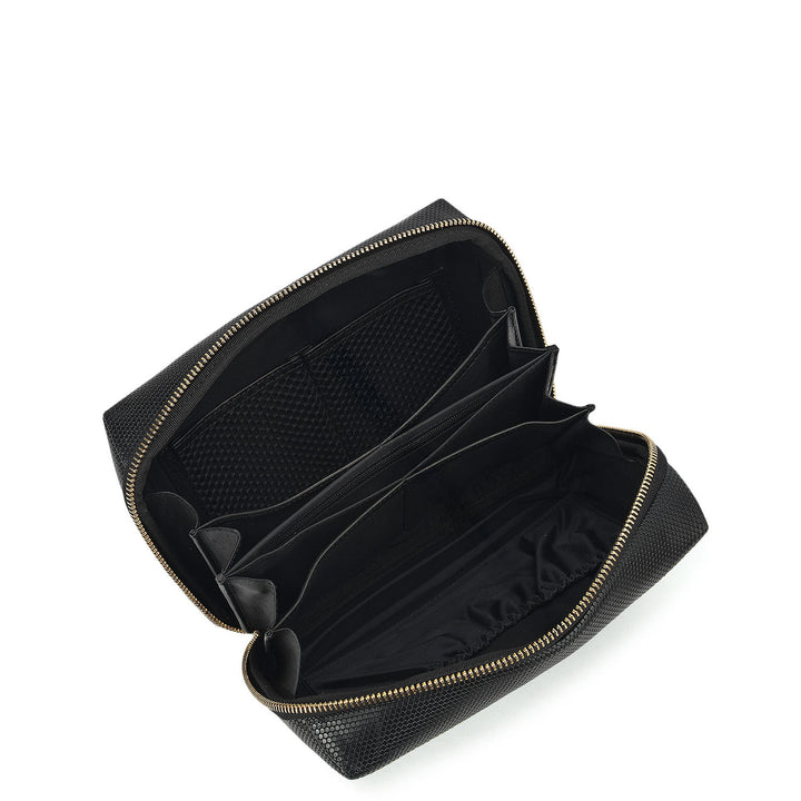 Fish Leather Vanity Pouch - Black