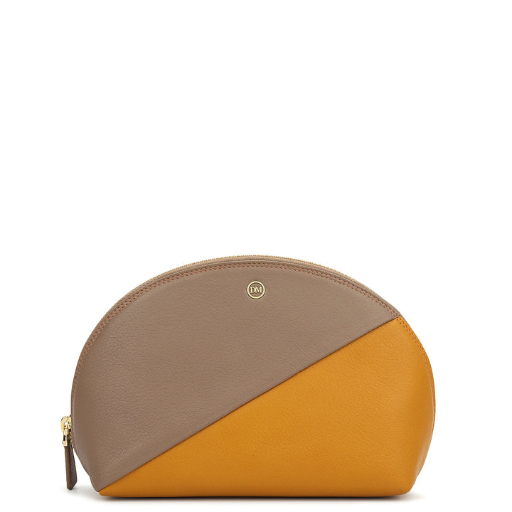 Prisme Vanity Pouch (M)- Greyish Taupe & Mustard