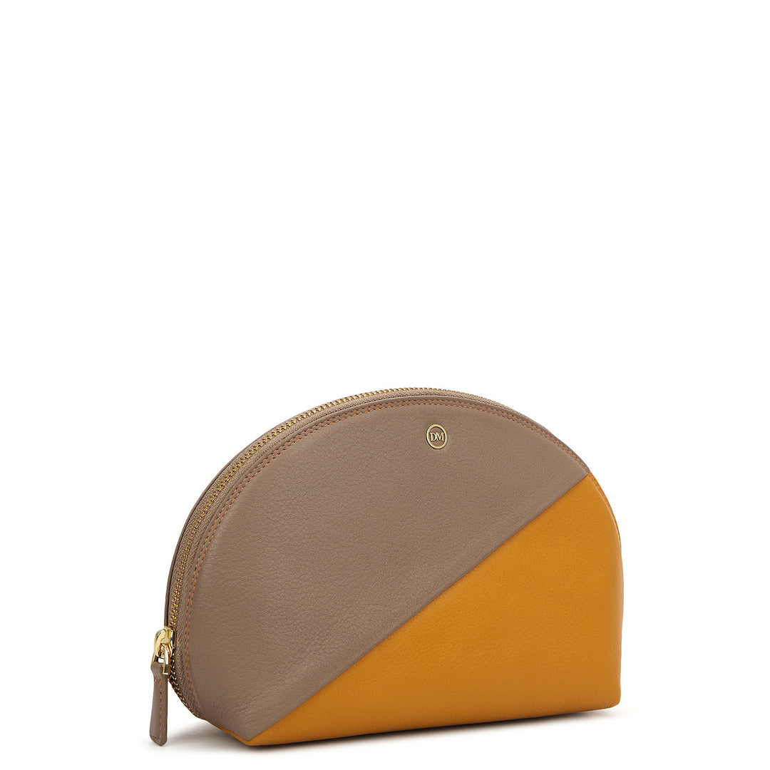 Prisme Vanity Pouch (M)- Greyish Taupe & Mustard