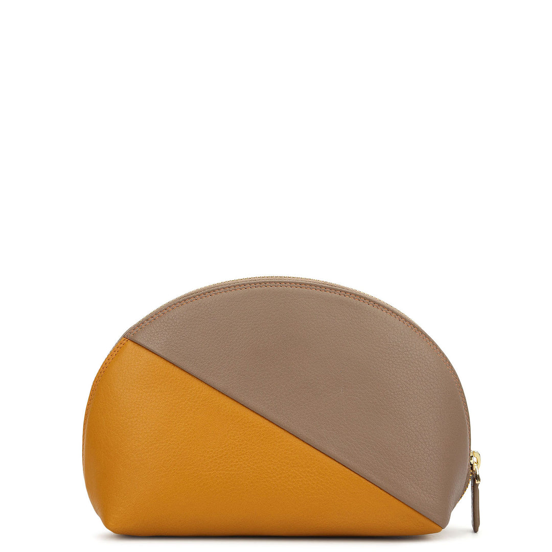 Prisme Vanity Pouch (M)- Greyish Taupe & Mustard