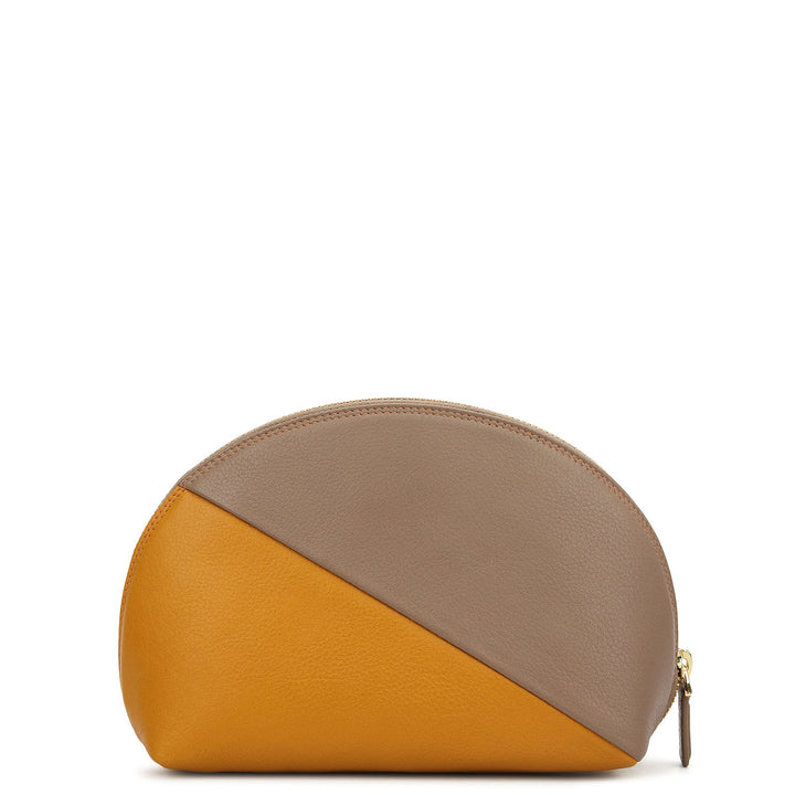 Prisme Vanity Pouch (M)- Greyish Taupe & Mustard