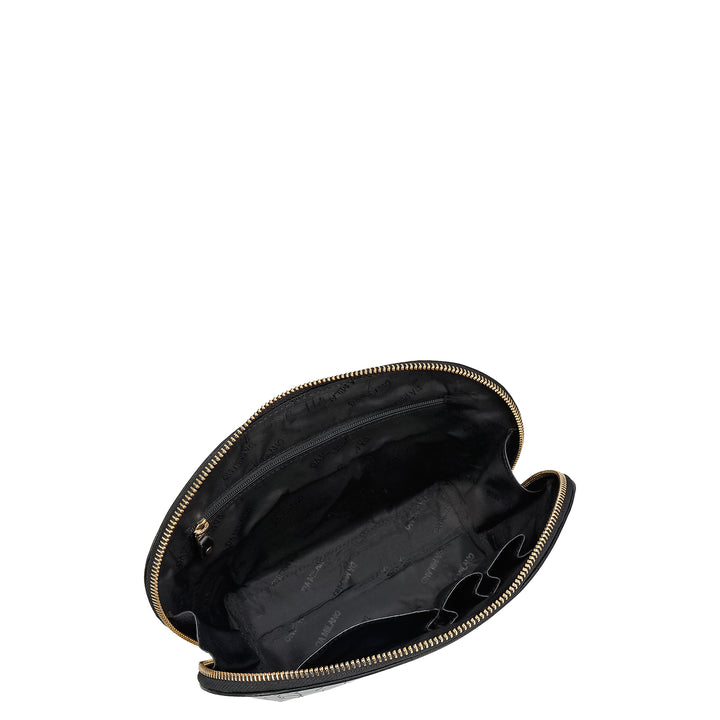 Croco Leather Vanity Pouch - Black