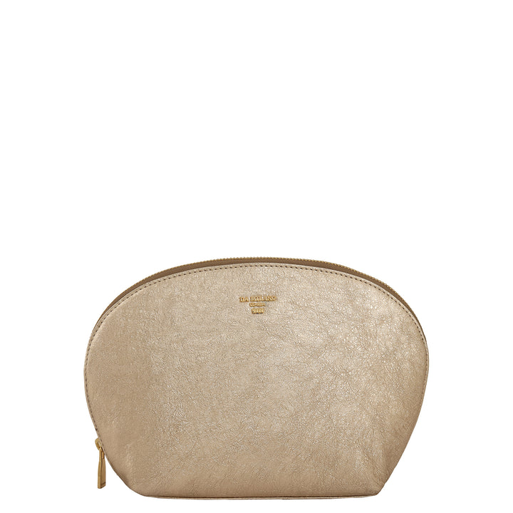 Metallic  Leather Vanity Pouch - Gold