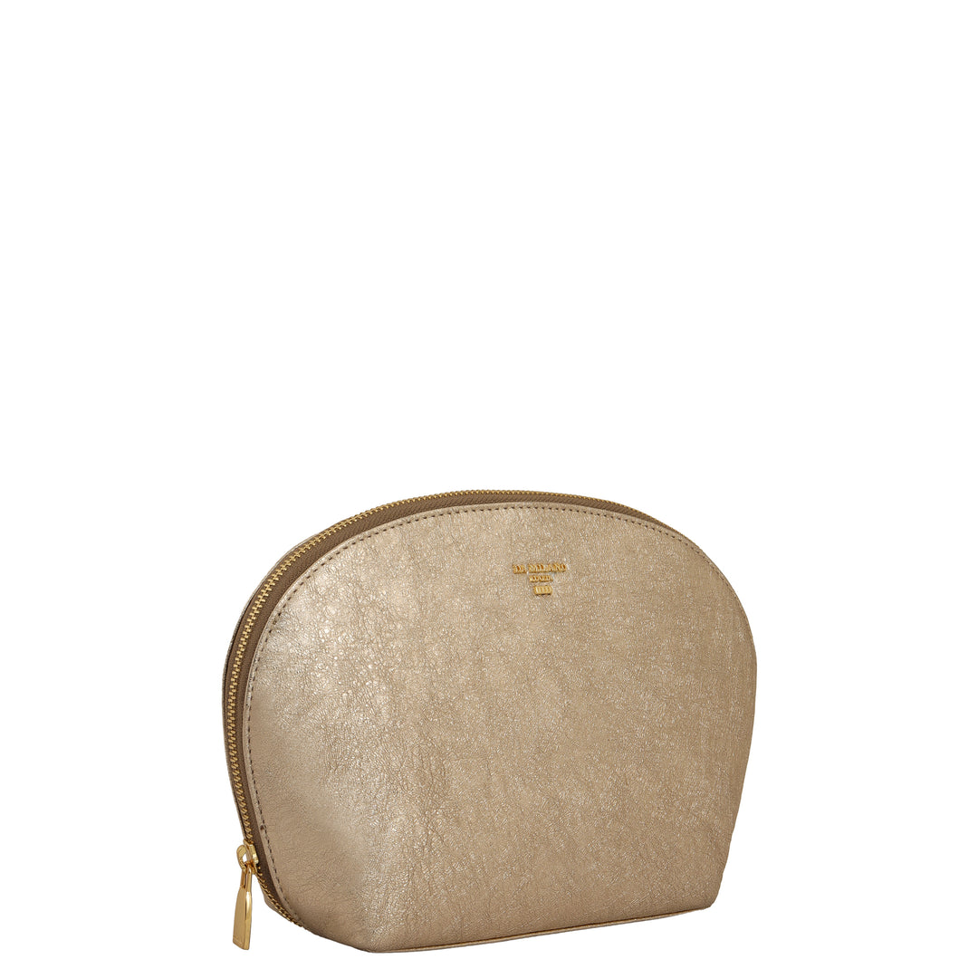 Metallic  Leather Vanity Pouch - Gold