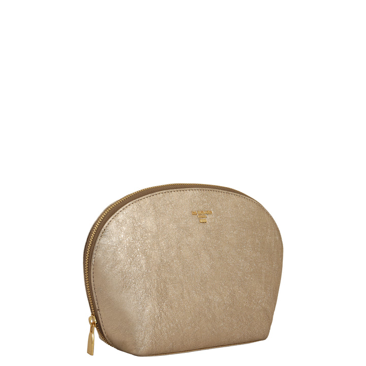Metallic  Leather Vanity Pouch - Gold