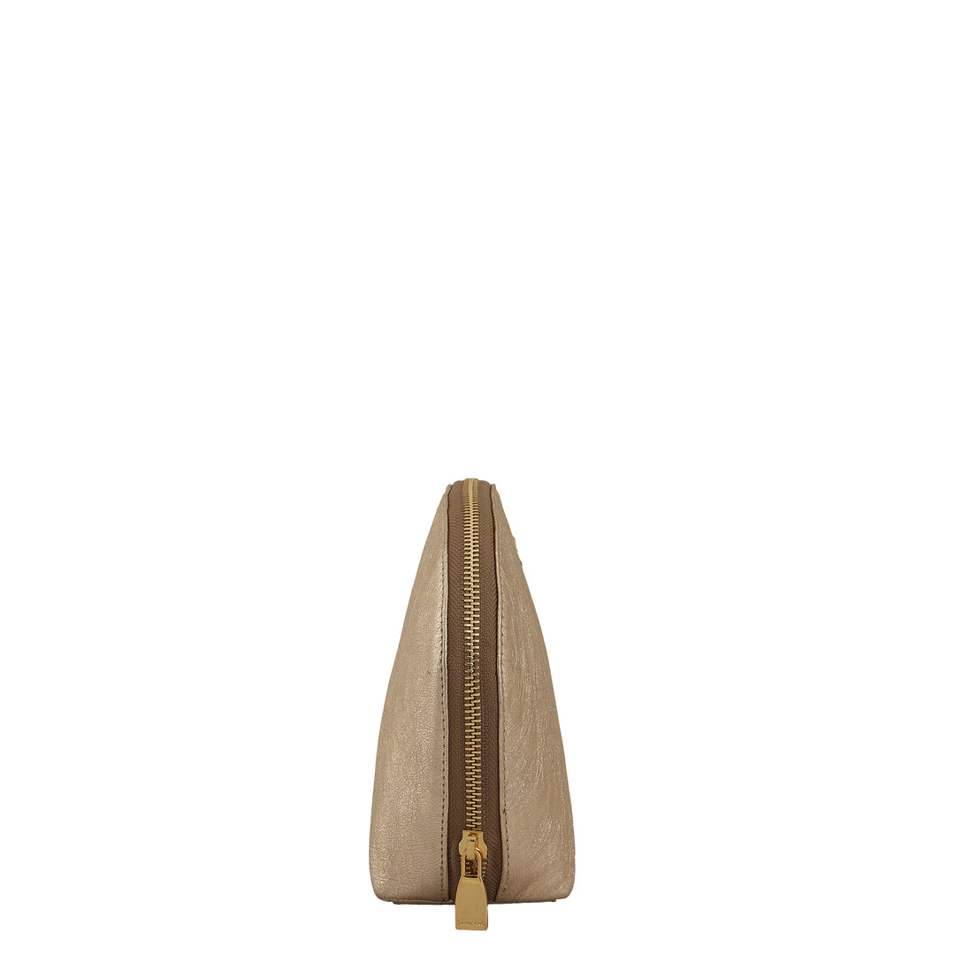 Metallic  Leather Vanity Pouch - Gold