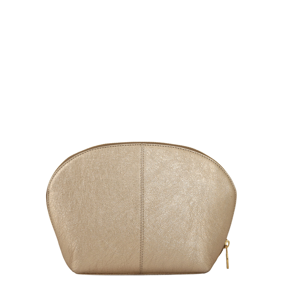 Metallic  Leather Vanity Pouch - Gold