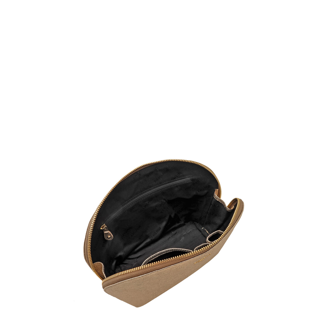 Metallic  Leather Vanity Pouch - Gold