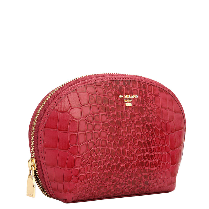Croco Leather Vanity Pouch - Plumberry