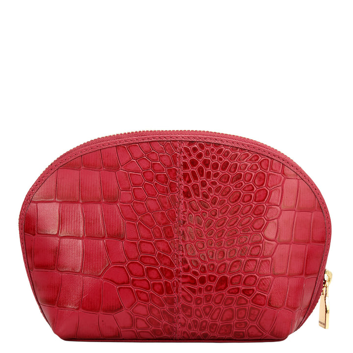 Croco Leather Vanity Pouch - Plumberry