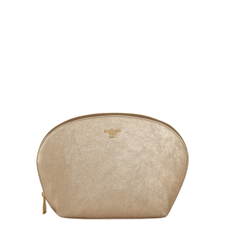 Metallic  Leather Vanity Pouch - Gold