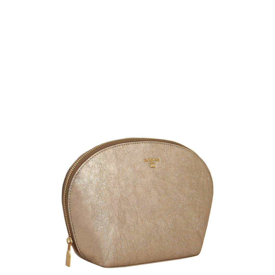 Metallic  Leather Vanity Pouch - Gold