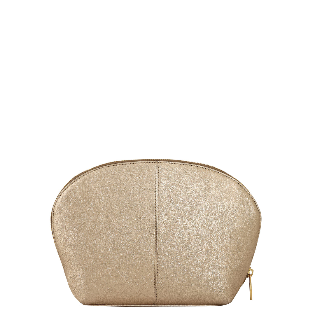 Metallic  Leather Vanity Pouch - Gold
