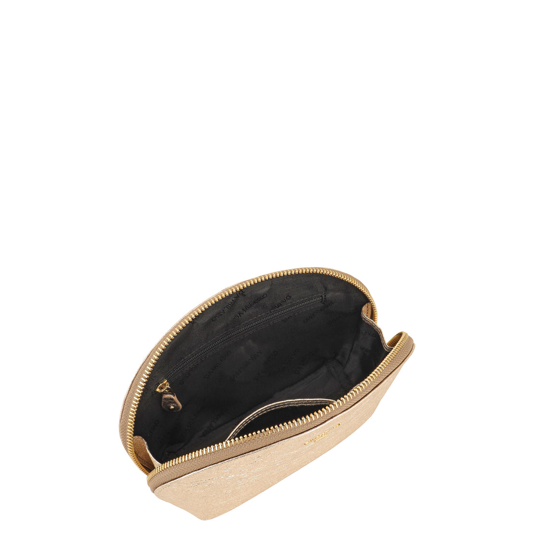 Metallic  Leather Vanity Pouch - Gold