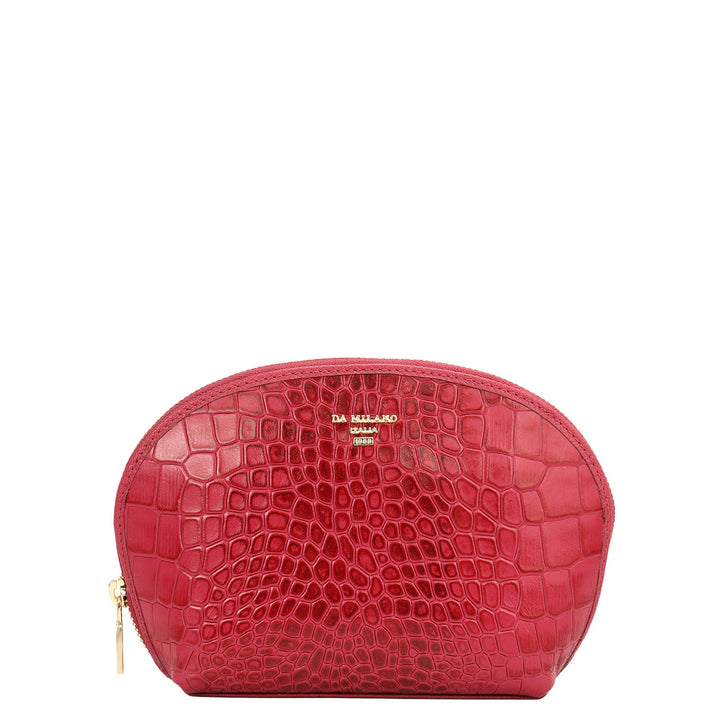 Croco Leather Vanity Pouch - Plumberry
