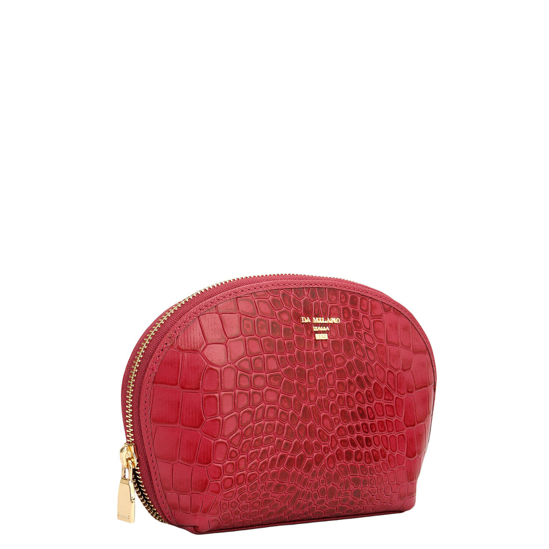 Croco Leather Vanity Pouch - Plumberry