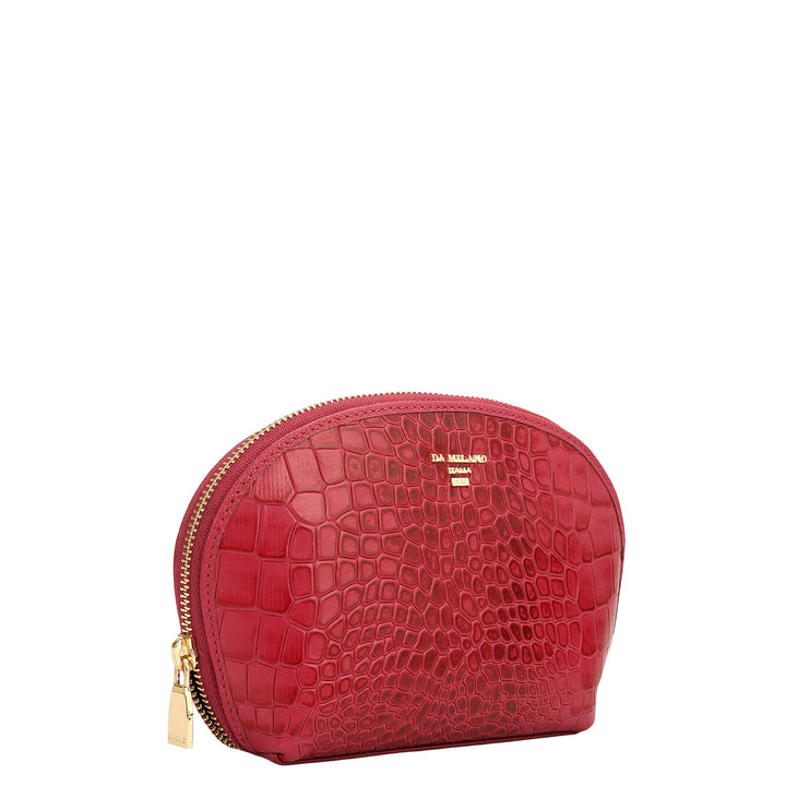 Croco Leather Vanity Pouch - Plumberry