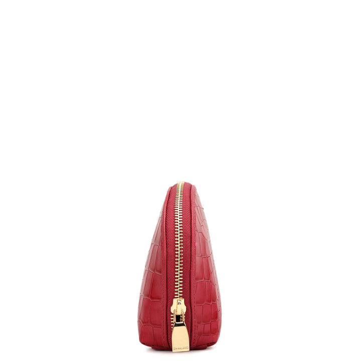Croco Leather Vanity Pouch - Plumberry