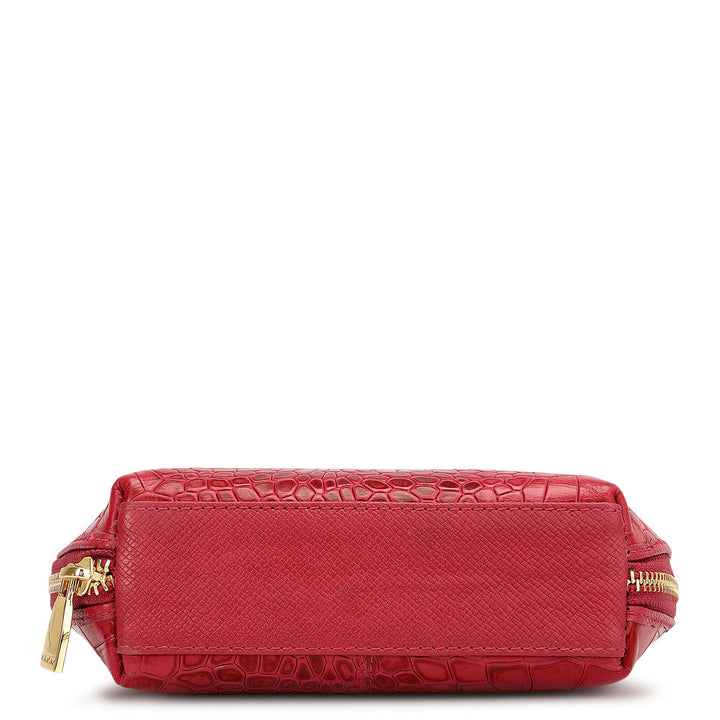 Croco Leather Vanity Pouch - Plumberry