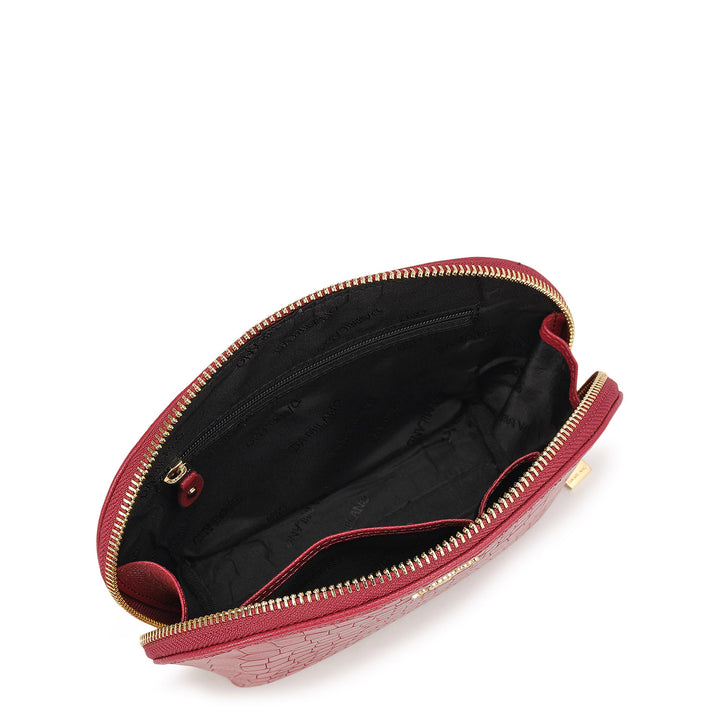 Croco Leather Vanity Pouch - Plumberry