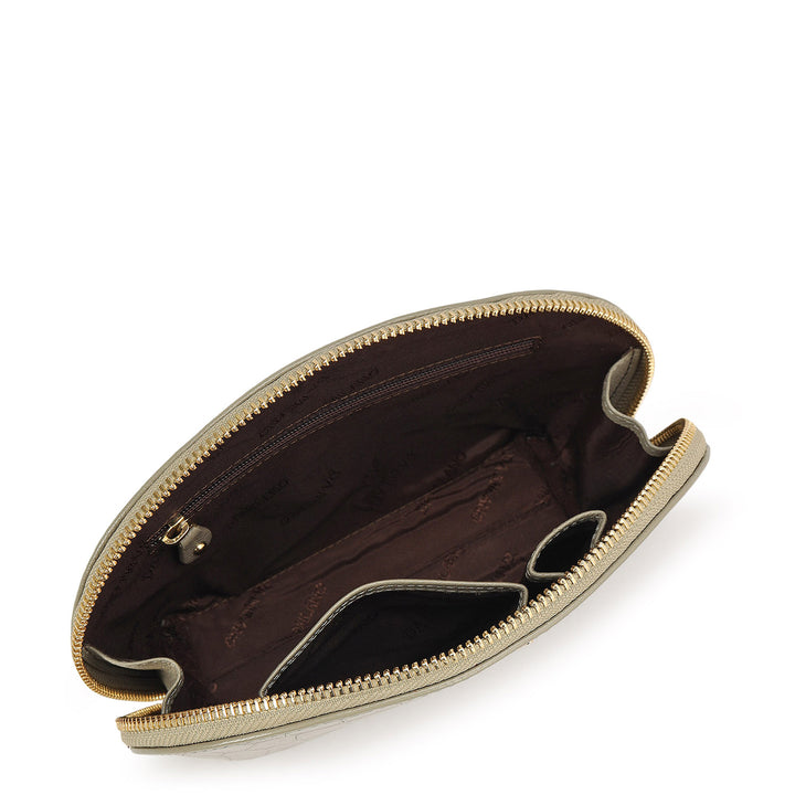 Croco Leather Vanity Pouch - Stone Grey