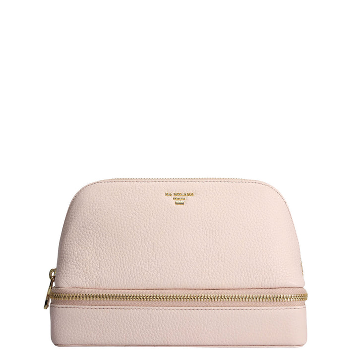Wax Leather Vanity Case - Baby Pink