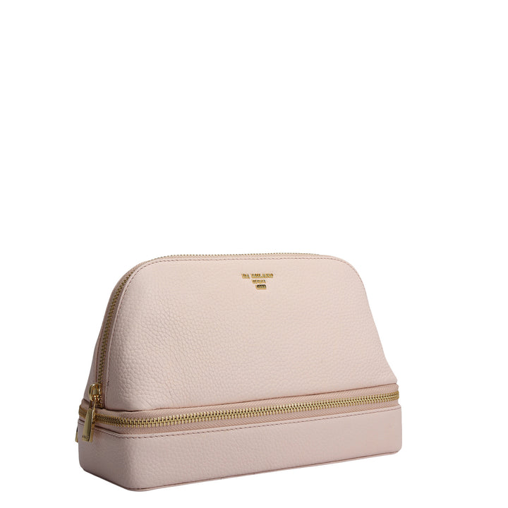 Wax Leather Vanity Case - Baby Pink