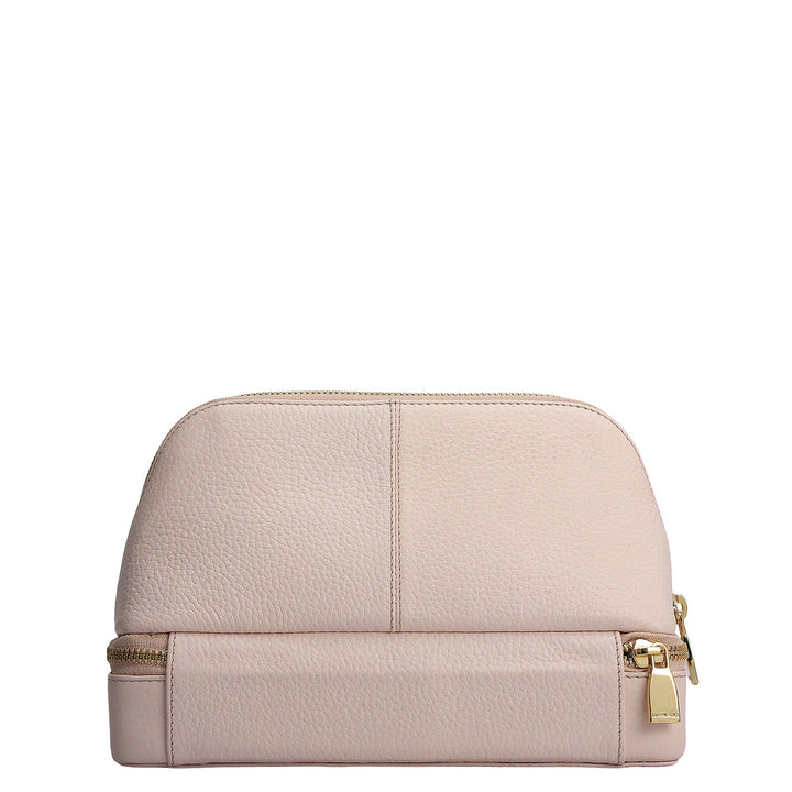 Wax Leather Vanity Case - Baby Pink