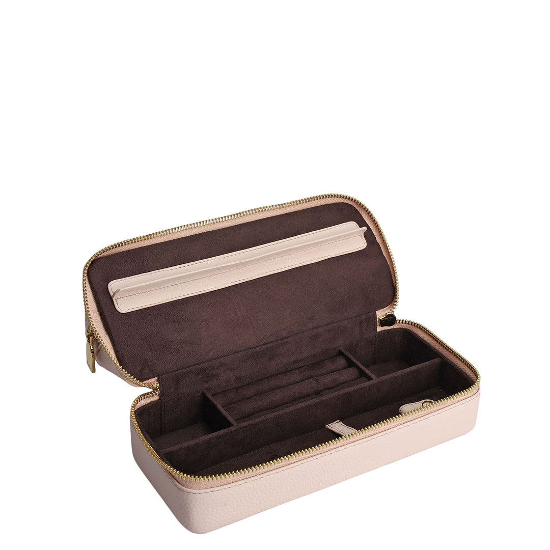 Wax Leather Vanity Case - Baby Pink