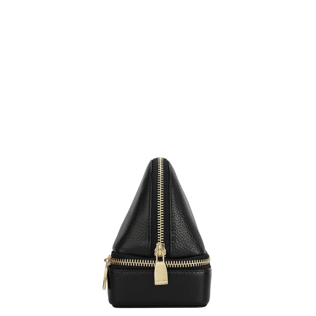 Wax Leather Vanity Case - Black