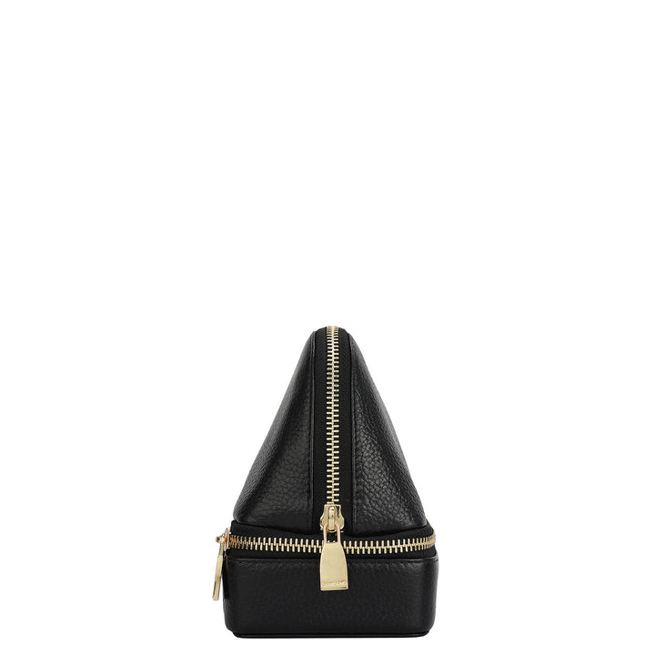 Wax Leather Vanity Case - Black