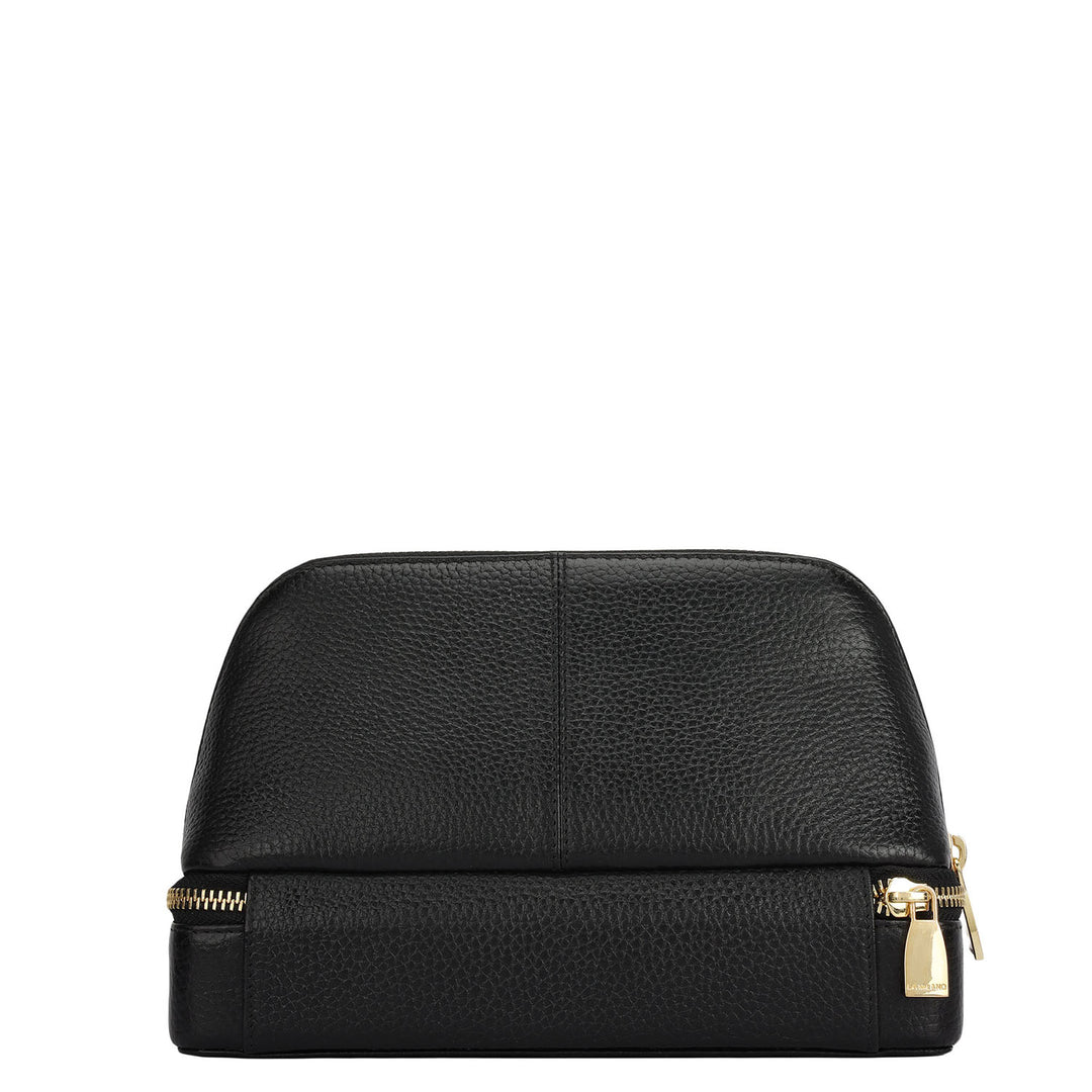 Wax Leather Vanity Case - Black