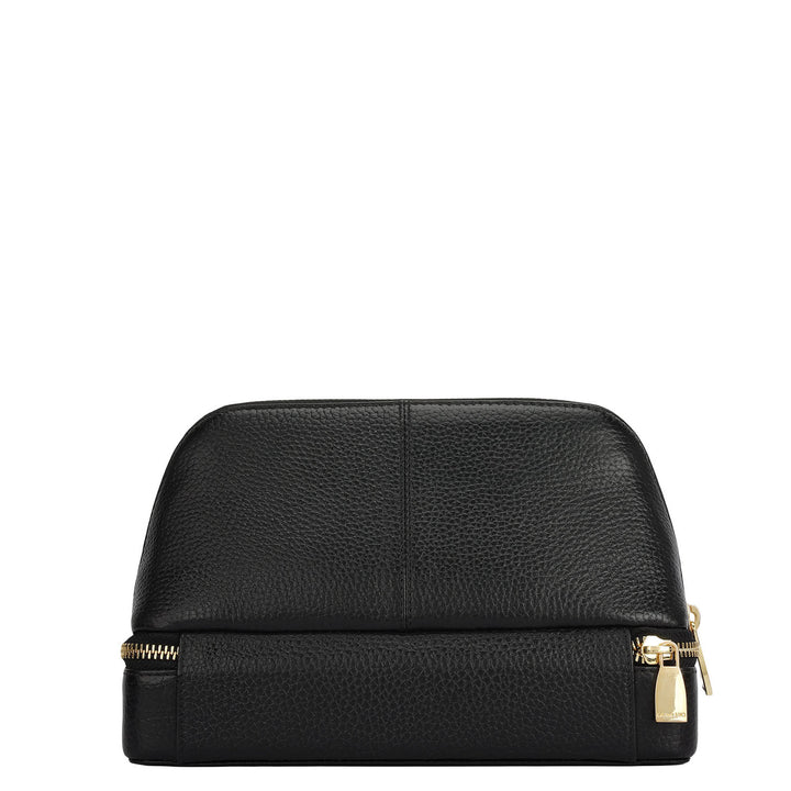 Wax Leather Vanity Case - Black