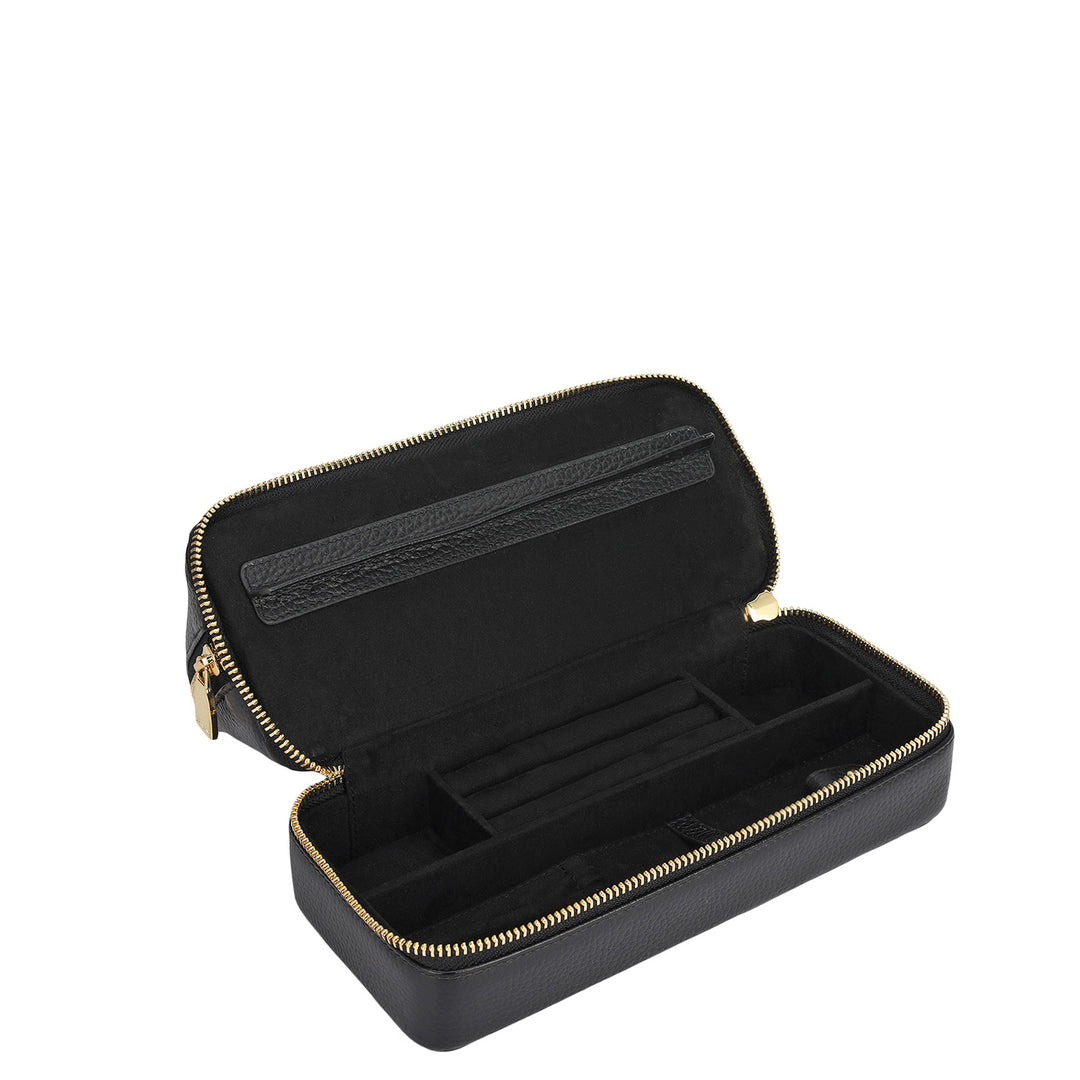 Wax Leather Vanity Case - Black