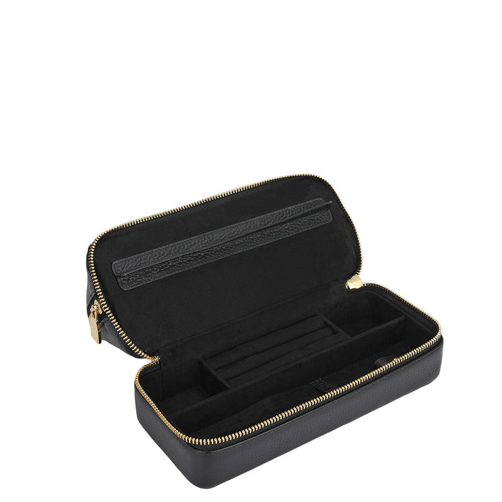 Wax Leather Vanity Case - Black
