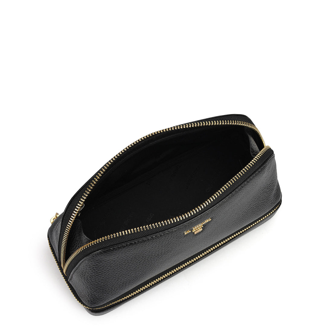 Wax Leather Vanity Case - Black