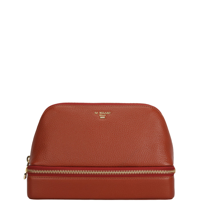 Wax Leather Vanity Case - Brick