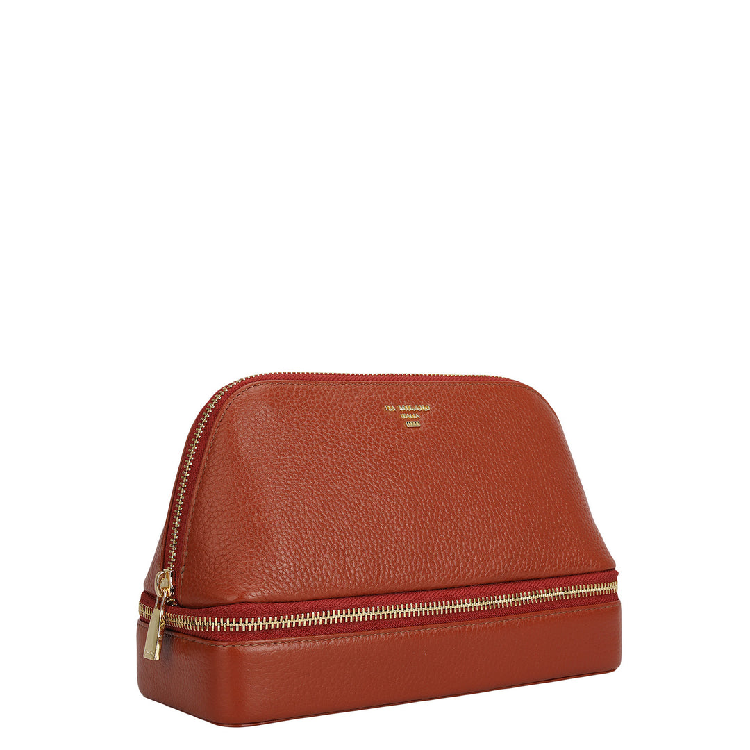 Wax Leather Vanity Case - Brick