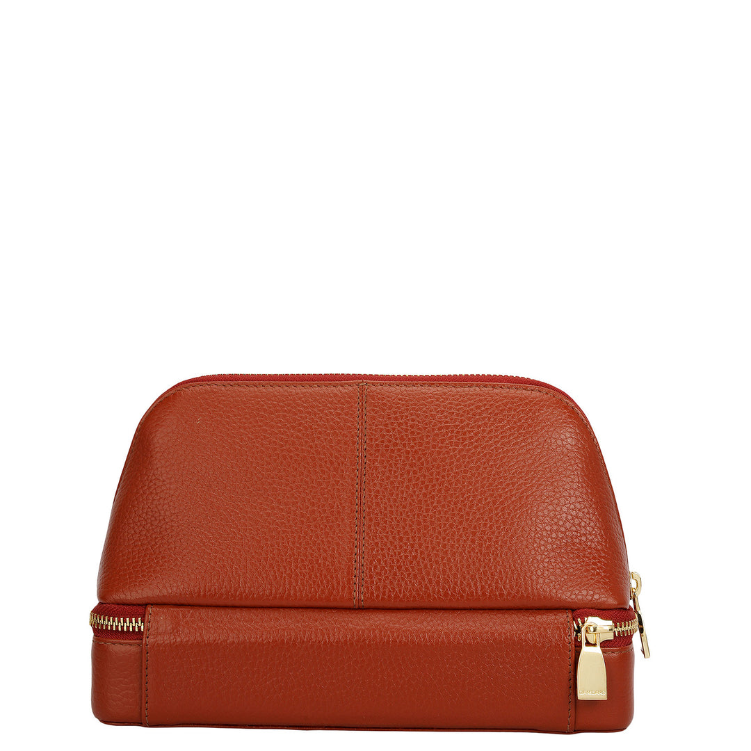 Wax Leather Vanity Case - Brick