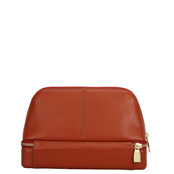 Wax Leather Vanity Case - Brick