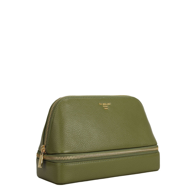 Wax Leather Vanity Case - Fern