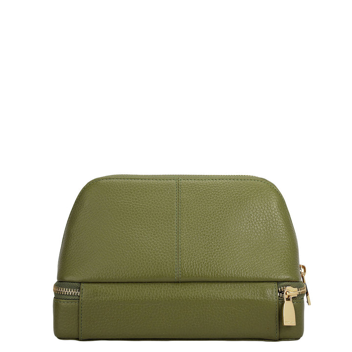 Wax Leather Vanity Case - Fern