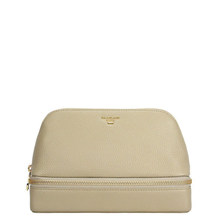 Wax Leather Vanity Case - Khaki