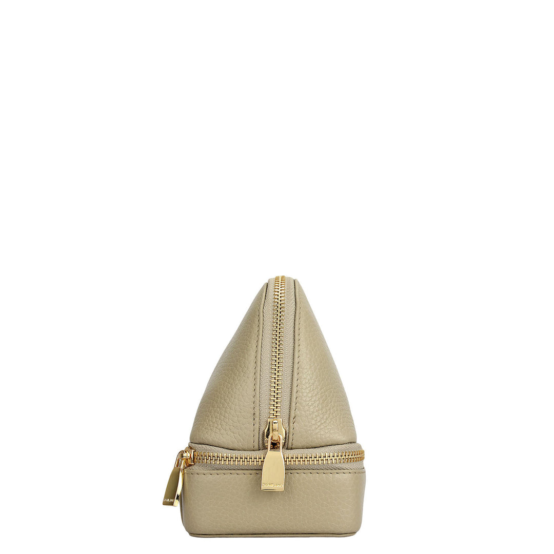 Wax Leather Vanity Case - Khaki
